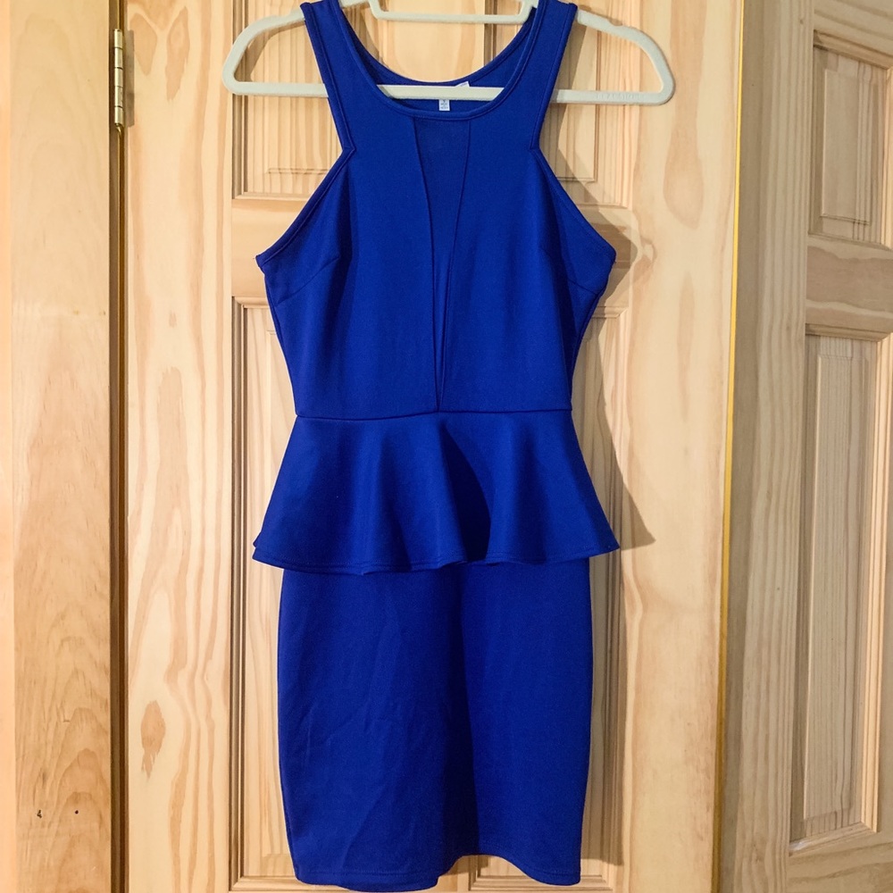 Blue Peplum Body-con Dress